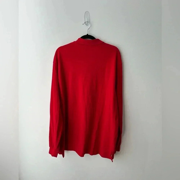 Mens Polo Ralph  Lauren Classic Fit Long Sleeve Red Mesh Polo Shirt - Picture 9 of 11